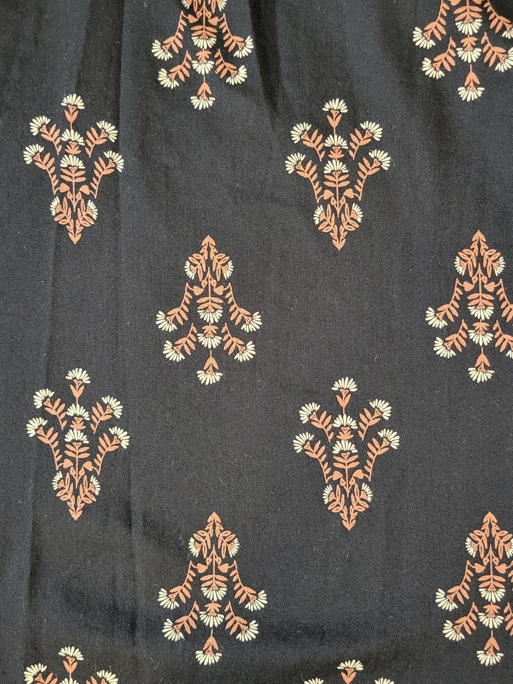 Knox Rose (Women's S) Black Floral Crew neck Embroidered Puff Sleeves Cotton Top - Picture 7 of 9